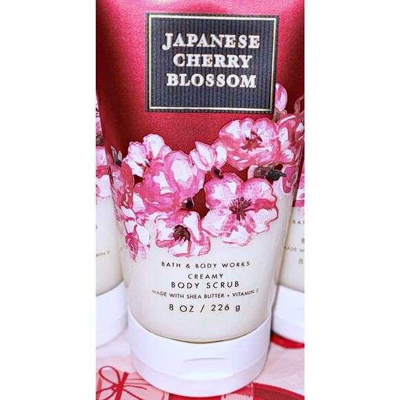 Bath & Body Works 8 oz Japanese Cherry Blossom Creamy Body Scrub Floral x3 - Picture 3 of 5